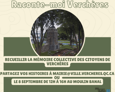 Raconte-moi Verchères : recherche historique sur la mémoire collective des Verchèrois.es.   